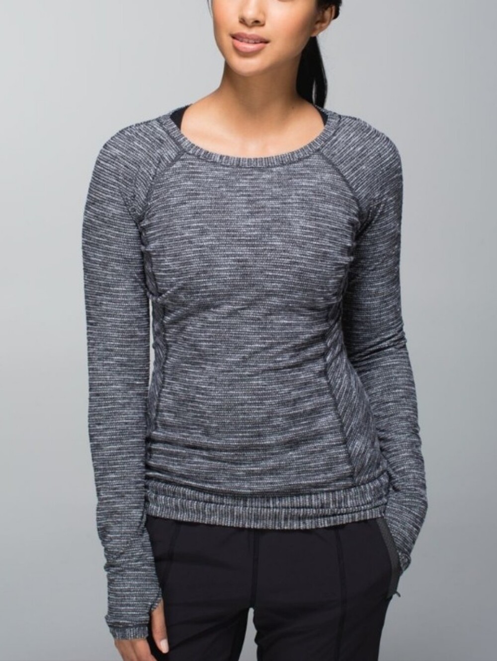 Lululemon Race Your Pace Long Sleeve Size 10 Coco Pique Black Rulu Running Top